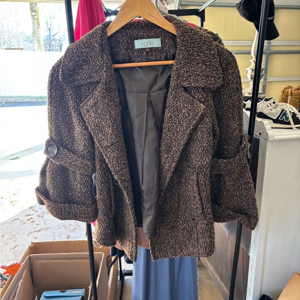 Karlie Women's Textured Brown Teddy Jacket